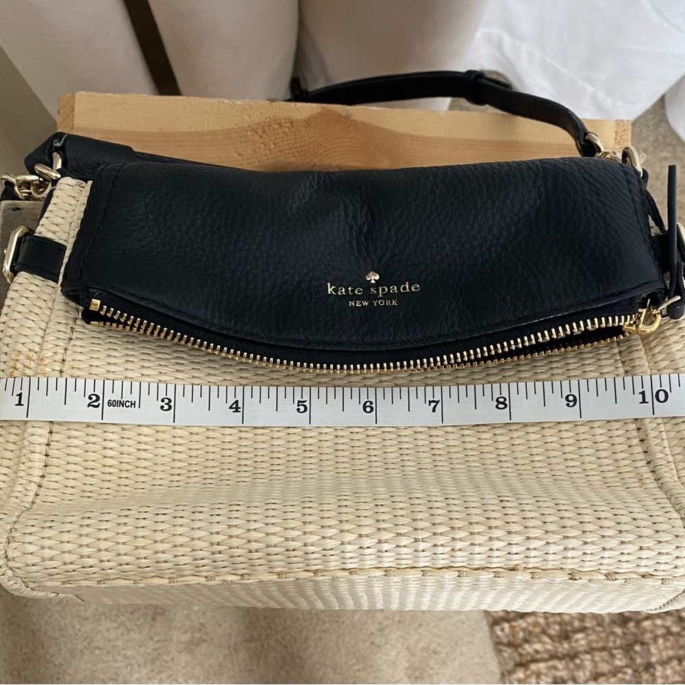 Kate Spade New York Leather and Basketweave Satchel with Crossbody Strap - Picture 13 of 16